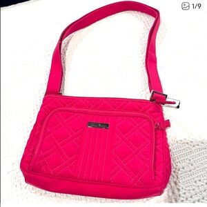 VERA BRADLEY Little Hipster Quilted Crossbody Bag in Fuschia Hot Pink